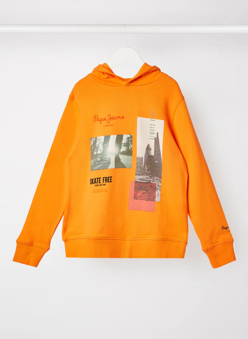 Pepe Jeans LONDON Kids/Teen Graphic Print Hoodie Orange
