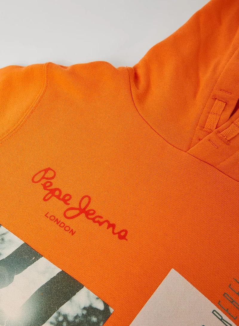 Pepe Jeans LONDON Kids/Teen Graphic Print Hoodie Orange