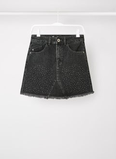 Pepe Jeans LONDON Kids/Teen Frayed Hem Mini Skirt Black  - Image 1
