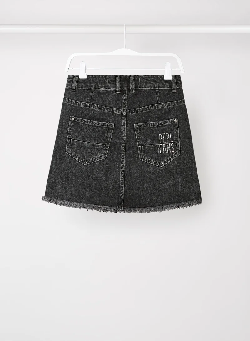 Pepe Jeans LONDON Kids/Teen Frayed Hem Mini Skirt