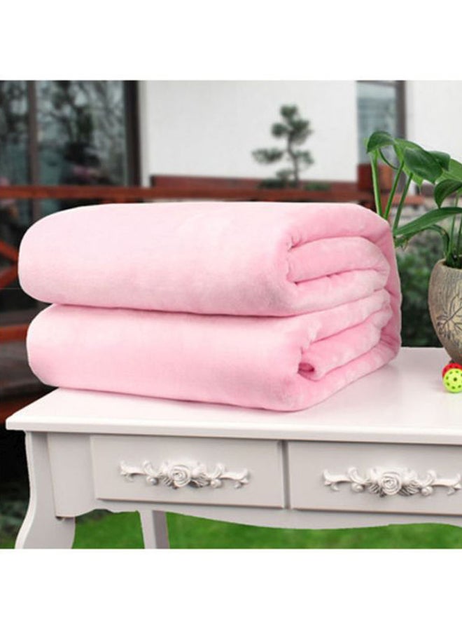 Beauenty Solid Colour Flannel Blanket flannel Pink 120x200cm  - Image 2