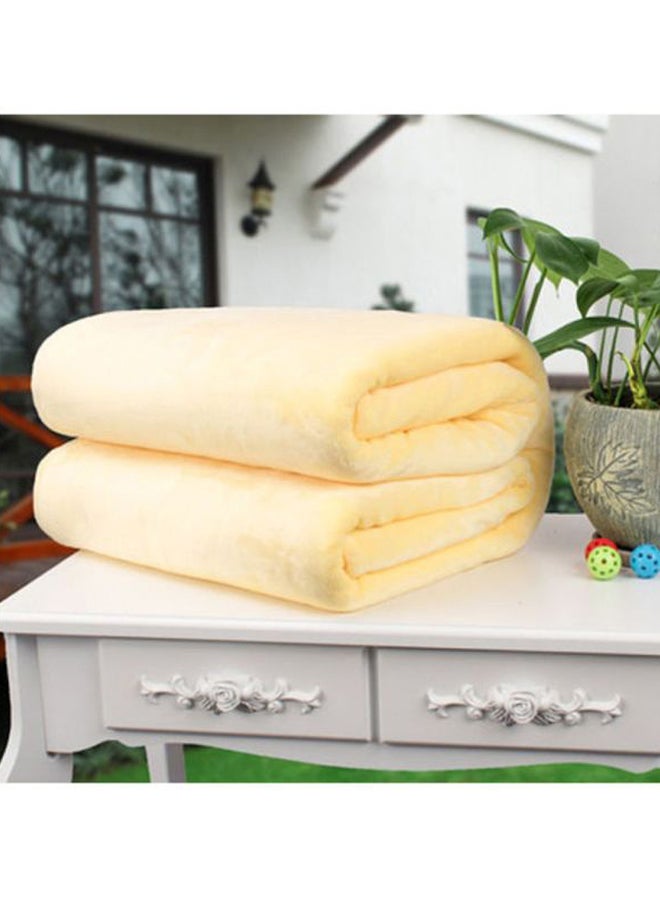 Beauenty Solid Colour Blanket flannel Yellow 150x200cm  - Image 2
