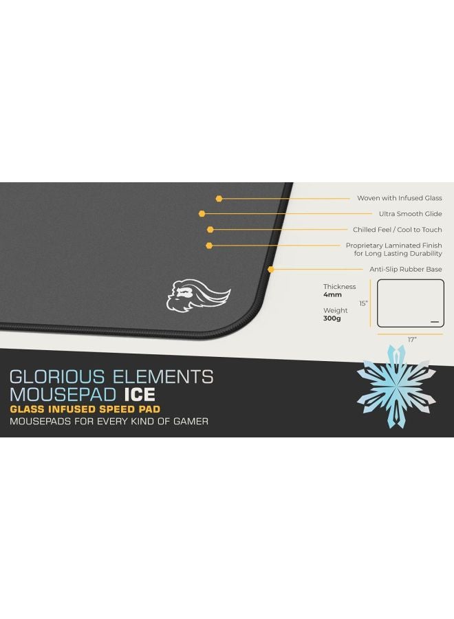 Glorious - Glorious Gaming Elements Mousepad - Gaming Mouse Pad - XL Mouse Pad - Glass Infused Flexible Cloth Computer Desk Pad for Speed Gaming 15"x17" (ICE) - Image 1