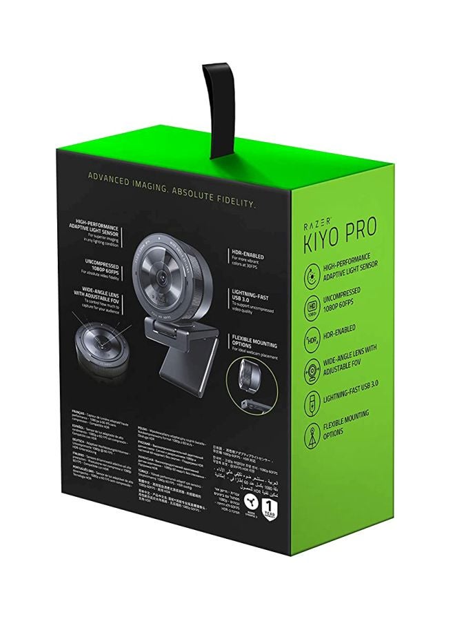 RAZER - Kiyo Pro Streaming Webcam  Uncompressed 1080p 60FPS, HighPerFormance Adaptive Light Sensor, HDREnabled, WideAngle Lens With Adjustable FOV, Lightningfast USB 3.0 - Image 1
