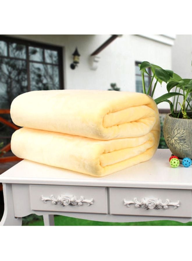 Beauenty Solid Colour Blanket flannel Yellow 120x200cm  - Image 2