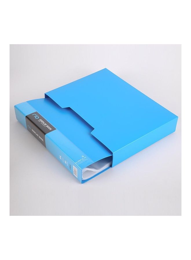 ملف مستندات بجيوب شفافة من 80 جيباً مع حافظة حماية أزرق