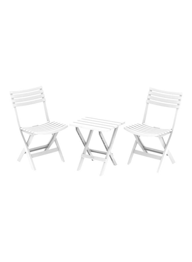 كوزموبلاست - مجموعة طاولة وكراسي خارجية من 3 قطع أبيض 55x24x24سم - Image 1