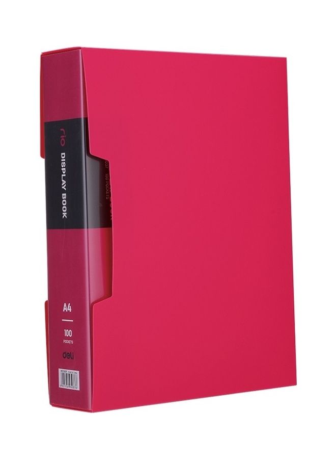 Deli 100-Pocket Display Book File With Case Red 