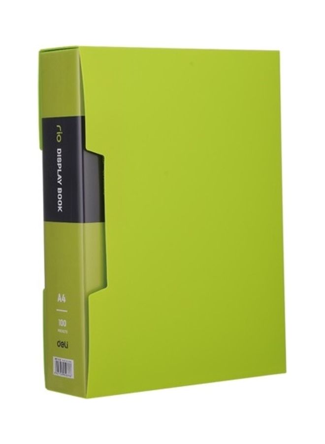 دفتر لعرض الملفات مع حافظة مكون من 100 جيب أخضر