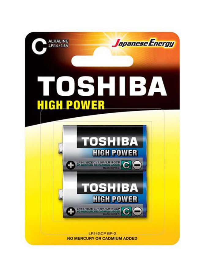 Toshiba High Power C Alkaline Batteries- 1.5 V- 2 Pieces Blue 