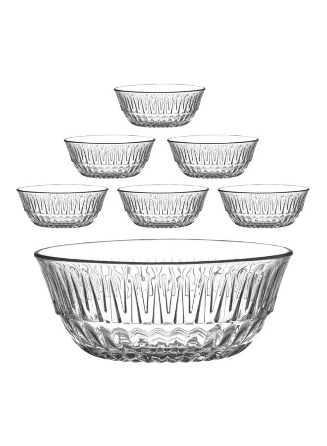 لاف وعاء تقديم مكون من 7 قطع، وعاء تقديم كبير شفاف 2050 مل، أوعية تقديم 345 مل شفاف Large Serving Bowl 2050 ml, Serving Bowls 345ملليلتر - Image 1