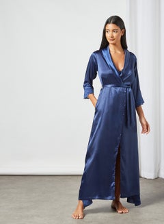 Private Lives Satin Nightdress Set (Set of 2) Blue  - Image 1