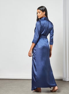 Private Lives Satin Nightdress Set (Set of 2) Blue  - Image 2