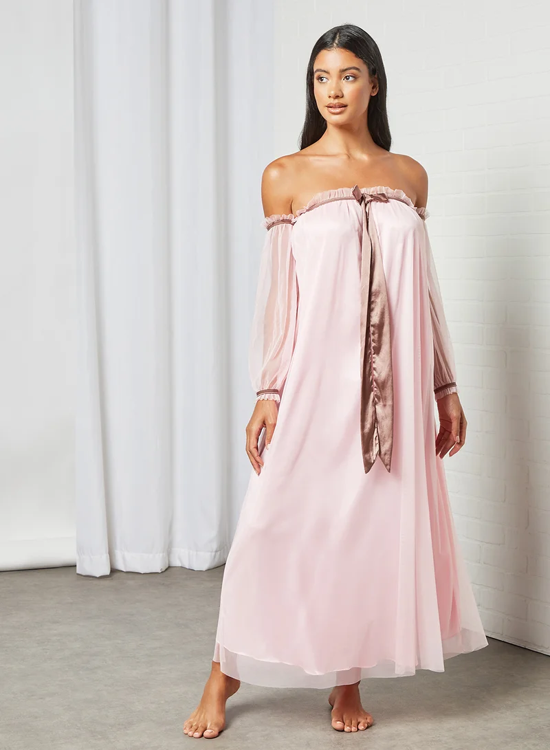 Private Lives Off-Shoulder Nightdress Pink
