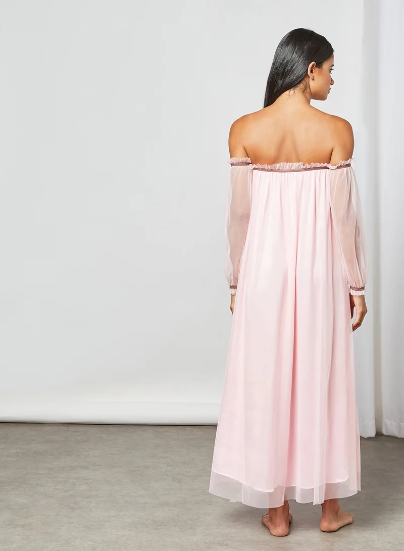 Private Lives Off-Shoulder Nightdress Pink