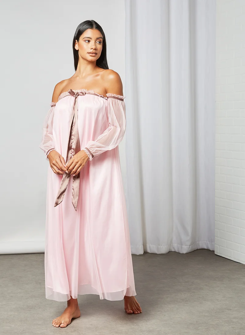 Private Lives Off-Shoulder Nightdress Pink