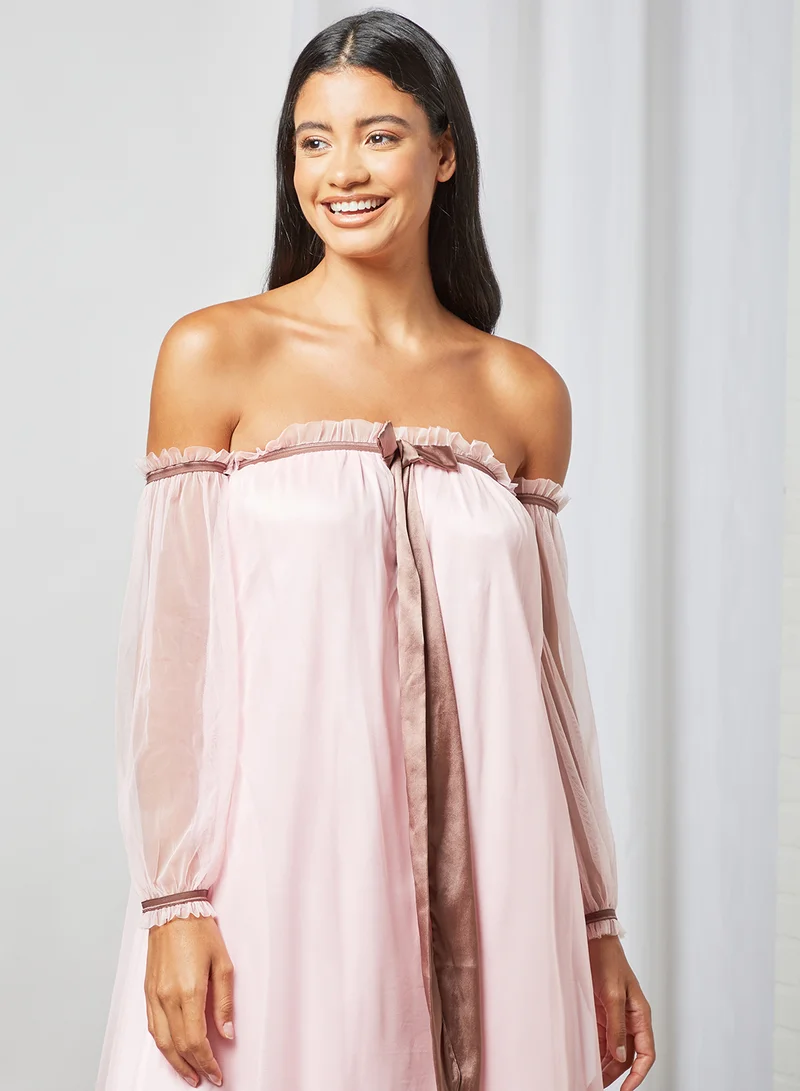 Private Lives Off-Shoulder Nightdress Pink