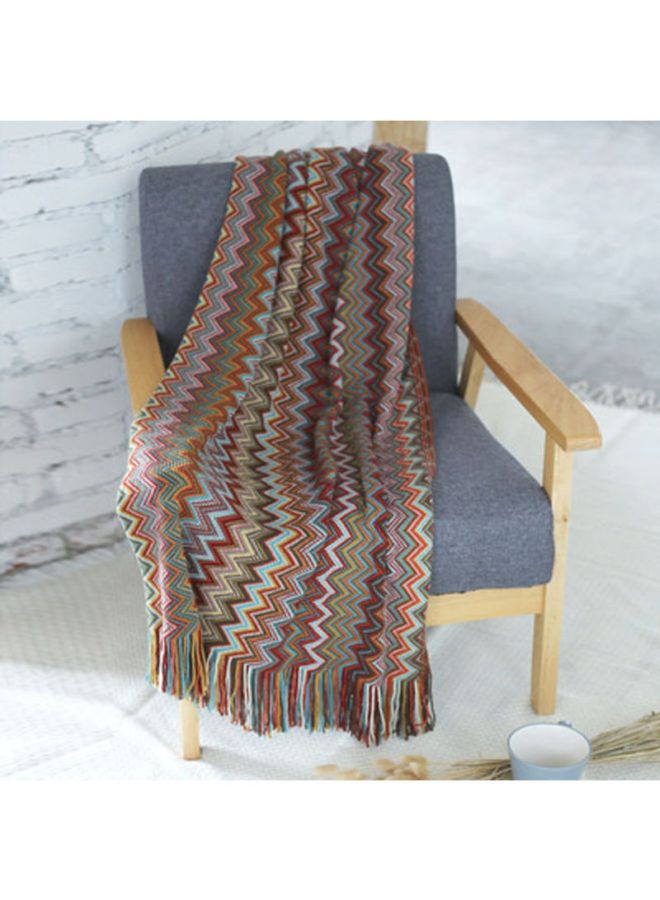 Beauenty Printed Warm And Soft Blanket Cashmere Brown/Maroon/Blue 130x150cm 