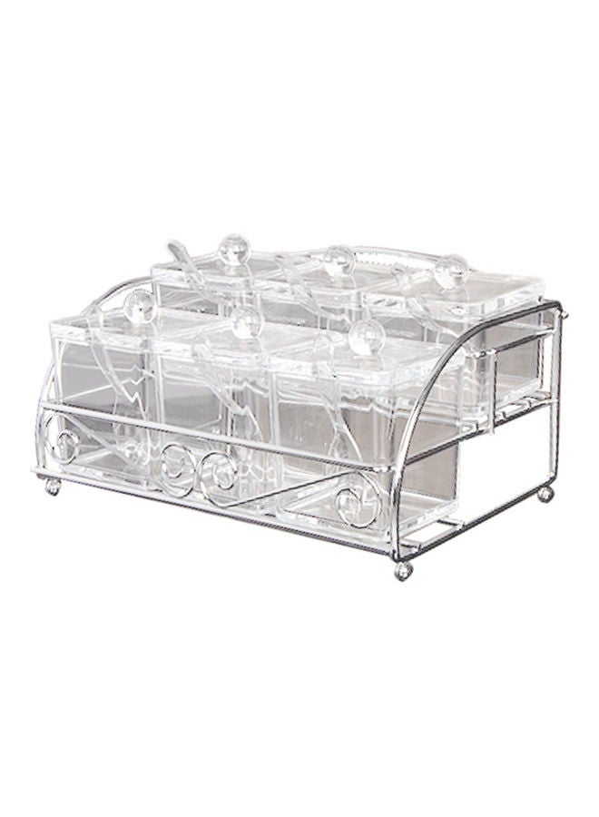 6-Piece Spice Jars With Holder Clear/Silver 26x18x13cm