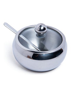 Sugar Bowl With Spoon And Lid Silver 10x10x8cm
