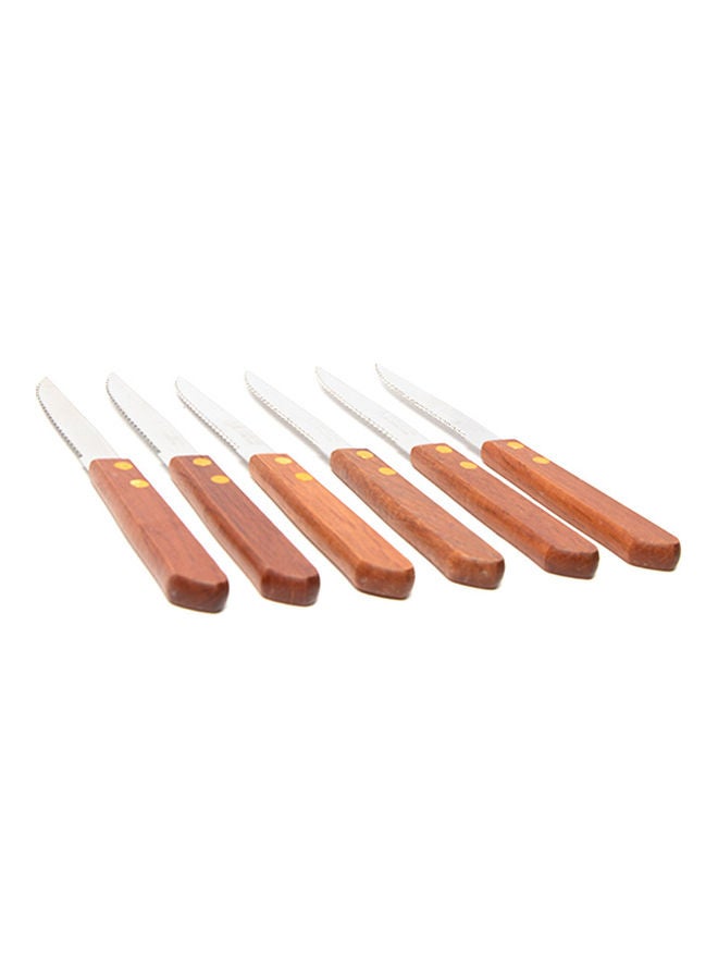 6-Piece Table Knives Set With Wooden Hand Brown 19.5x12x1.4cm - v1623260639/N48072321A_1