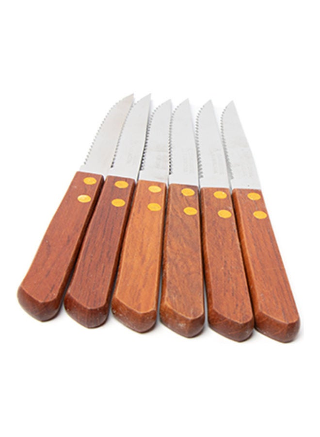 6-Piece Table Knives Set With Wooden Hand Brown 19.5x12x1.4cm - v1623260639/N48072321A_2