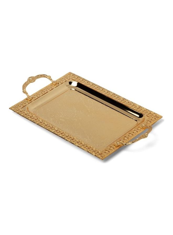 Squalo Rectangular Serving Tray With Handle Gold 36.5x26.5x5cm - Image 1