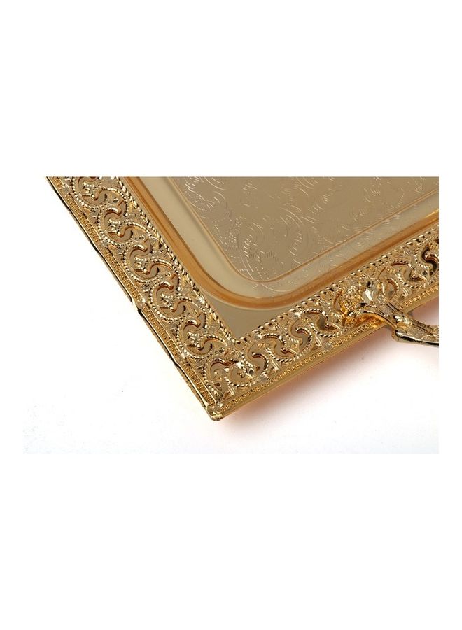 Squalo Rectangular Serving Tray With Handle Gold 36.5x26.5x5cm - Image 2