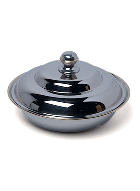 Round Bowl With Lid Silver 18x18x7cm