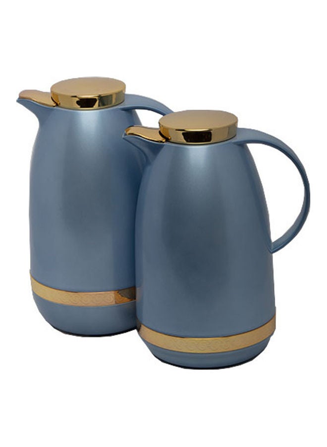 Squalo 2-Piece Stainless Steel Flask Blue/Gold 10x10x20cm - Image 1