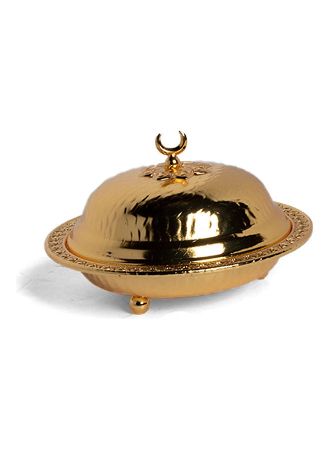 سكوالو طبق تقديم أنيق مع غطاء ذهبي 16.5x16.5x10.5سم - Image 1