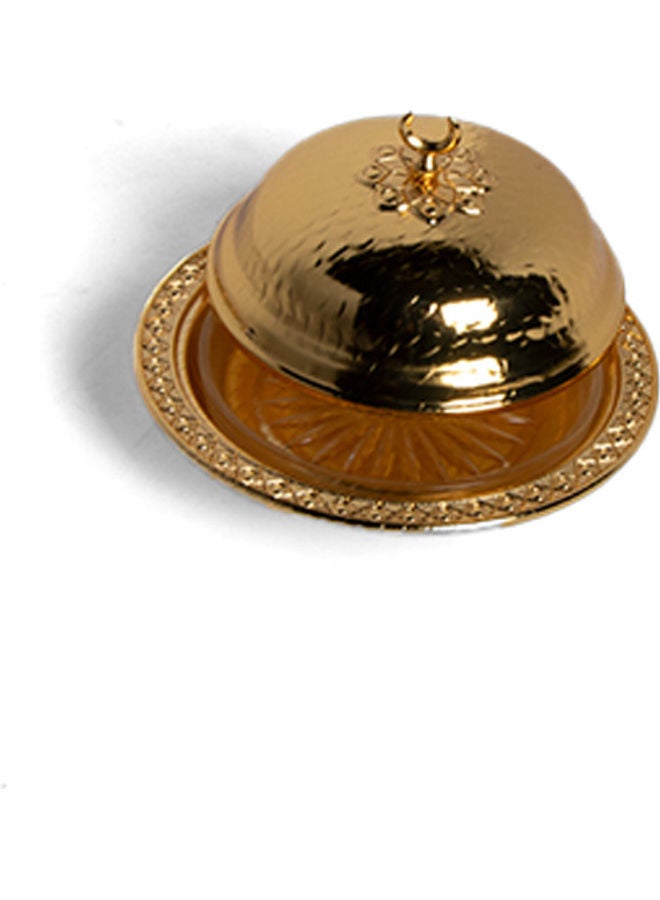 سكوالو طبق تقديم أنيق مع غطاء ذهبي 16.5x16.5x10.5سم - Image 2