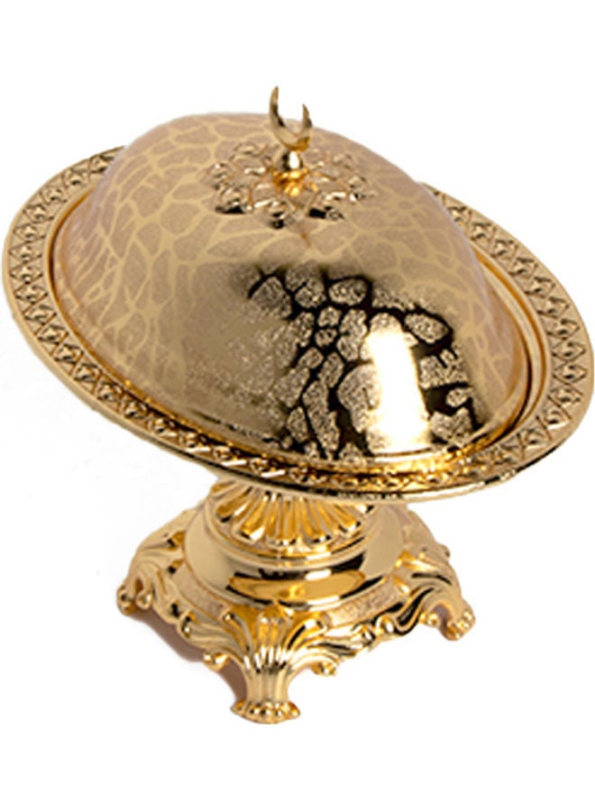 سكوالو طبق تقديم مع غطاء وقاعدة ذهبي 18.5x13.5x17سم - Image 1