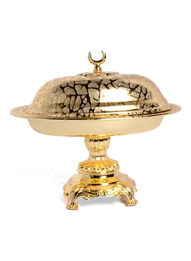 سكوالو طبق تقديم مع غطاء وقاعدة ذهبي 18.5x13.5x17سم - Image 2