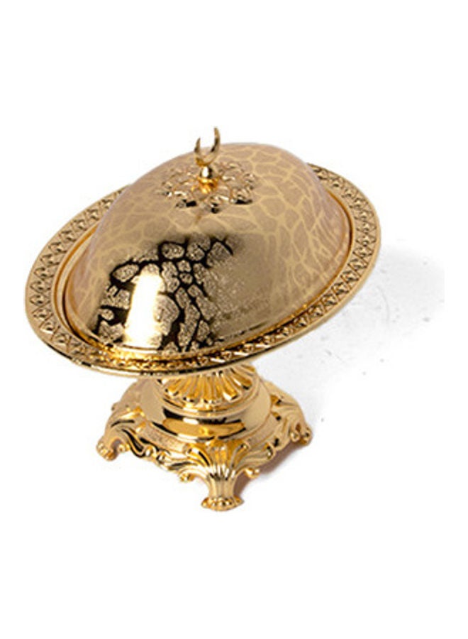 سكوالو طبق تقديم مع غطاء وقاعدة ذهبي 18.5x13.5x17سم - Image 3
