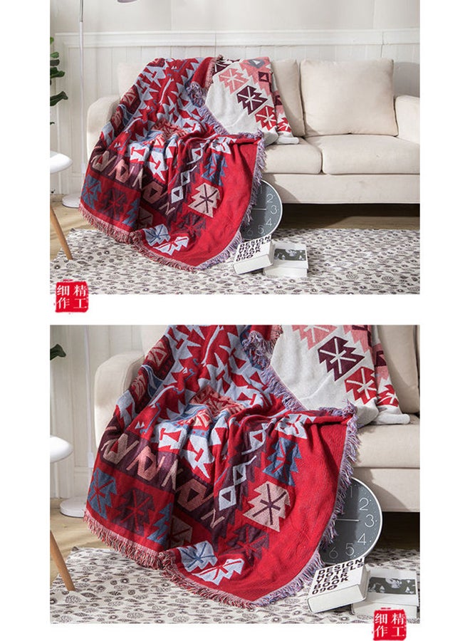 Beauenty A Vintage European Blanket fabric Red/Blue/Brown 180x180cm  - Image 3