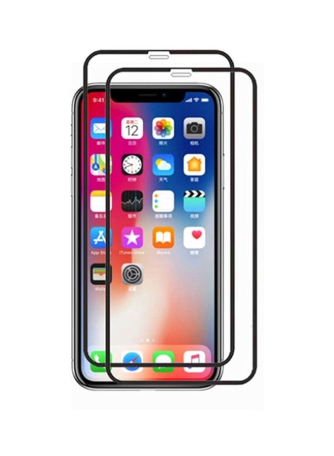 shAyzee 2-Piece Tempered Glass Screen Protector For Apple iPhone XR Clear/Black