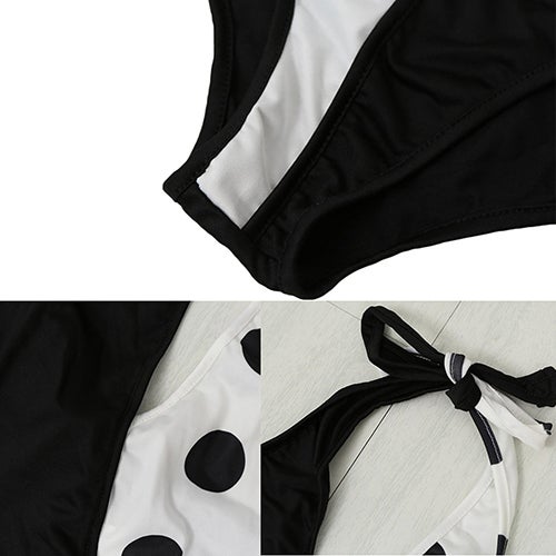 Women's Fashion Polka Dot Swimwear Summer Monokini One-piece Bikini Black White  - Image 5