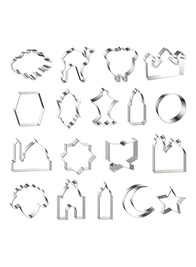 XiuWoo 18-Piece Eid Mubarak Cookie Cutter Silver 