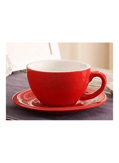 XiuWoo Coffee Cup And Saucer Set Red  - Image 2