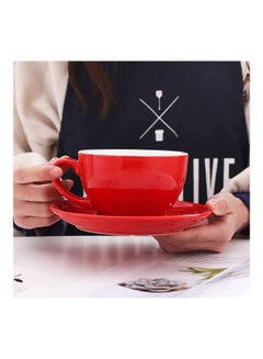XiuWoo Coffee Cup And Saucer Set Red  - Image 3