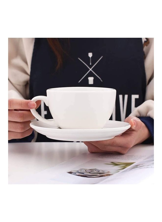 شو وو طقم من كوب وصحن من السيراميك أبيض - Image 2