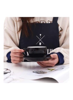 XiuWoo Ceramic Coffee Cup And Saucer Set Black/White  - Image 2