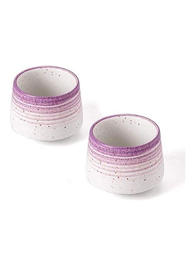 XiuWoo 2-Piece Ceramic Double Walled Espresso Cups White/Purple - Image 1