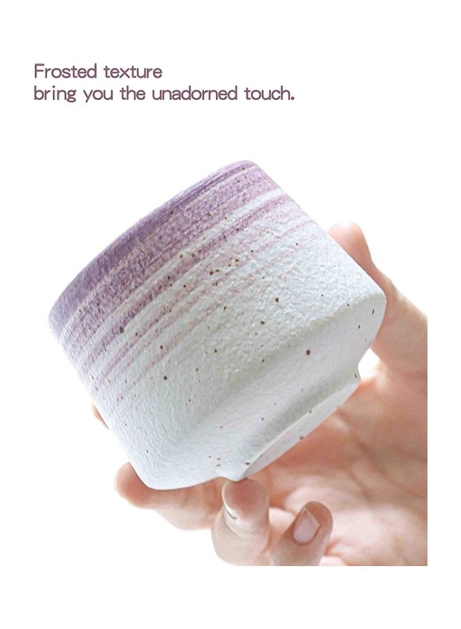 XiuWoo 2-Piece Ceramic Double Walled Espresso Cups White/Purple - Image 3