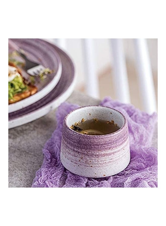 XiuWoo 2-Piece Ceramic Double Walled Espresso Cups White/Purple - Image 4