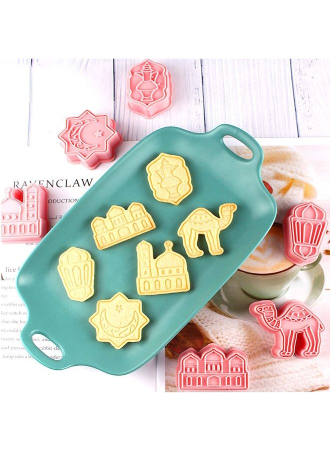 XiuWoo 6-Piece Eid Mubarak Cookie Cutter Pink  - Image 1