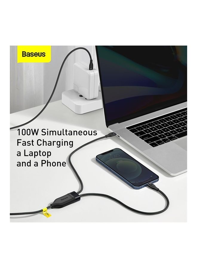 Baseus 100W Fast Charging USB C to C and Lightning, Flash Series USB Data Cable Max 1.2M Compatible for Apple 13 12 11 Series, MacBook, iPad, Xiaomi, Samsung, Huawei and More (2 in 1) Black - Image 3