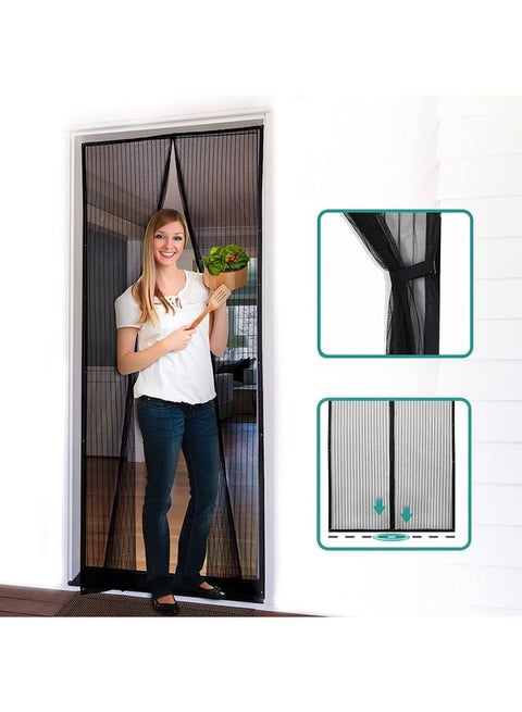 Magnetic Screen Retractable And Self Sliding Door Black 100 x 210cm