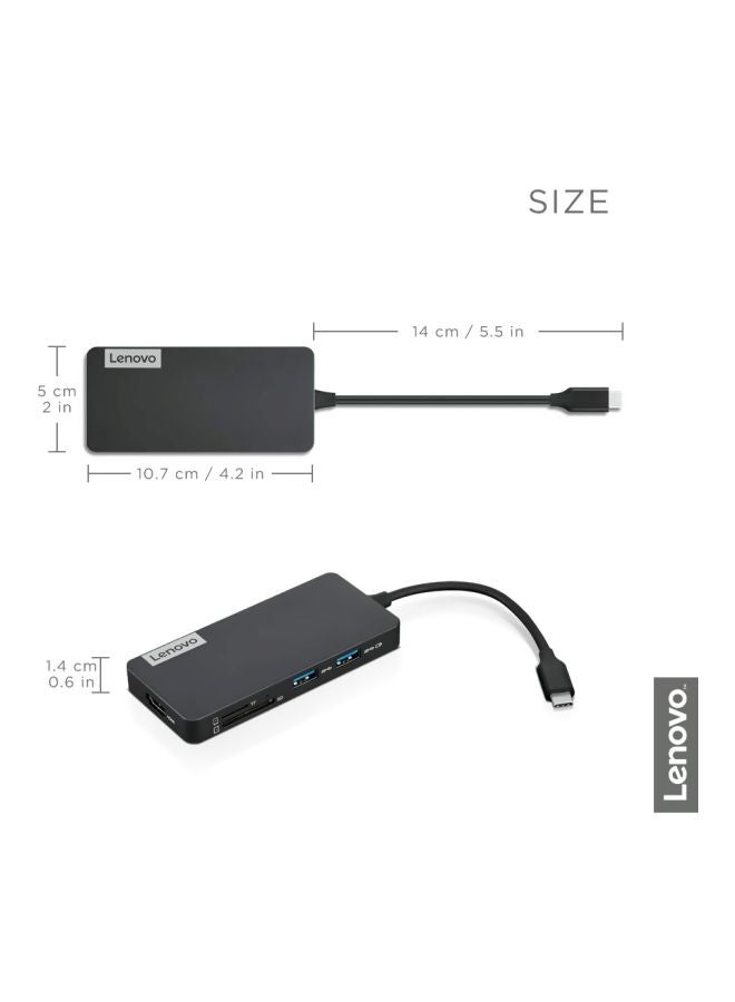 Lenovo 7-In-1 Travel Hub Black  - Image 4